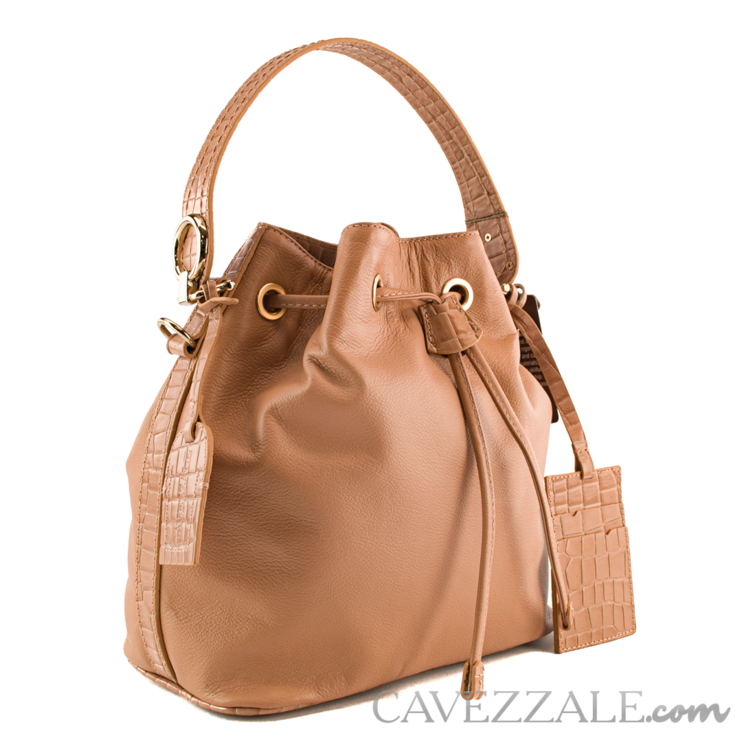 bolsa bucket couro