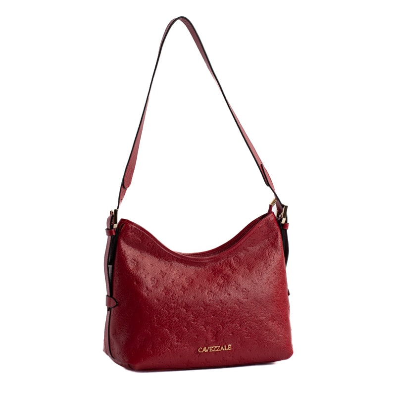 Bolsa Hobo Média de Couro Monograma Cavezzale Carmim 105143