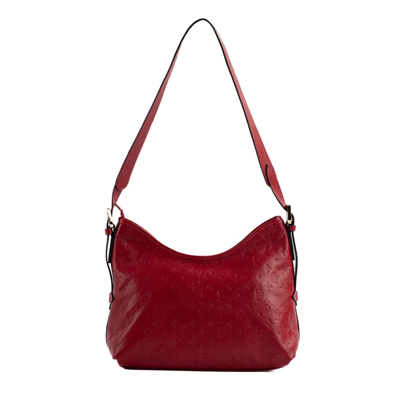 Bolsa Hobo Média de Couro Monograma Cavezzale Carmim 105143