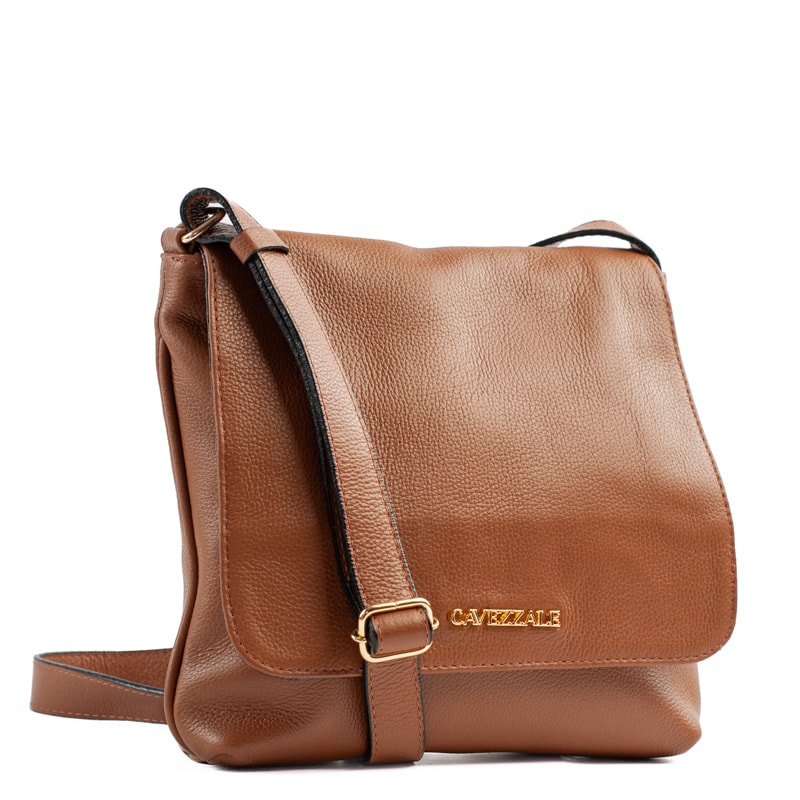 Bolsa Tiracolo Média de Couro Soft Cavezzale Caramelo 105059 Bolsa Tiracolo Média de Couro Soft Cavezzale Caramelo 105059