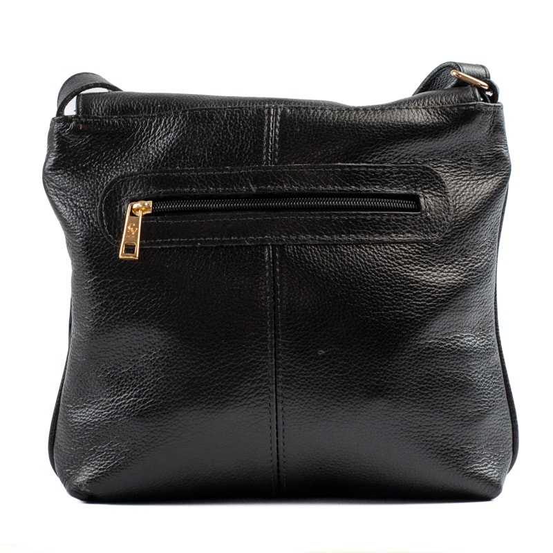 Bolsa Satchel Tiracolo Média de Couro Soft Cavezzale Preto 105061