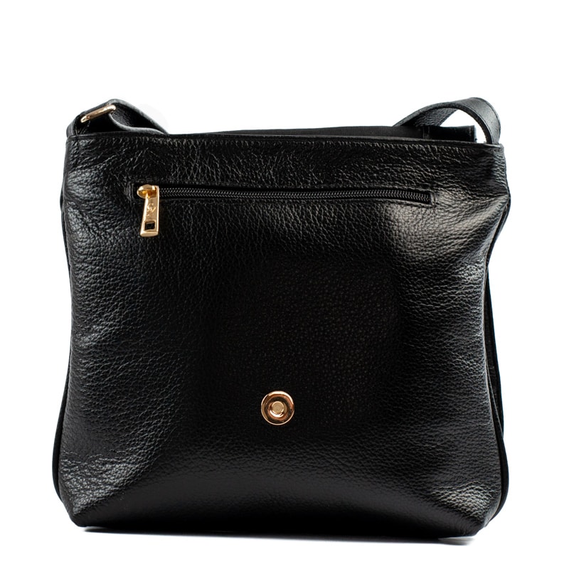 Bolsa Satchel Tiracolo Média de Couro Soft Cavezzale Preto 105061