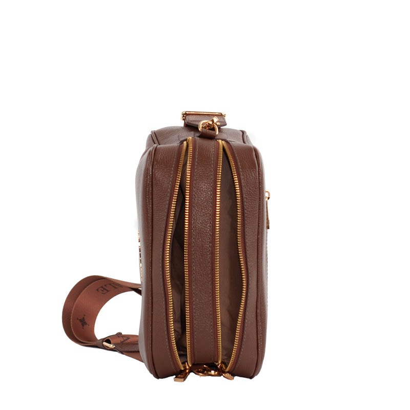 Bolsa Tiracolo Couro Soft Alça Grifada Cavezzale Cacau 104768