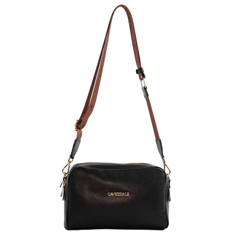 Bolsa Tiracolo Couro Soft Alça Grifada Cavezzale Preto 104768