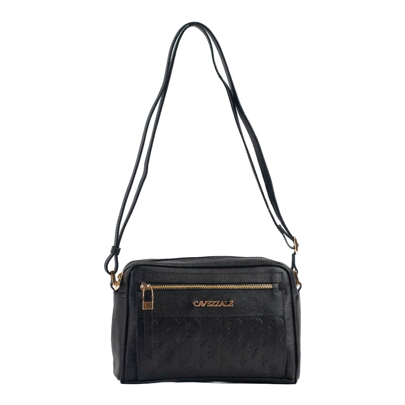Bolsa Tiracolo Média Couro Monograma Floter Cavezzale Preto 105044