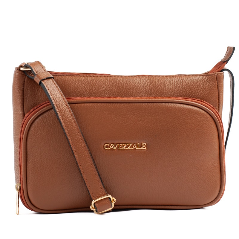 Bolsa Tiracolo Média de Couro Cavezzale Soft Caramelo 105057