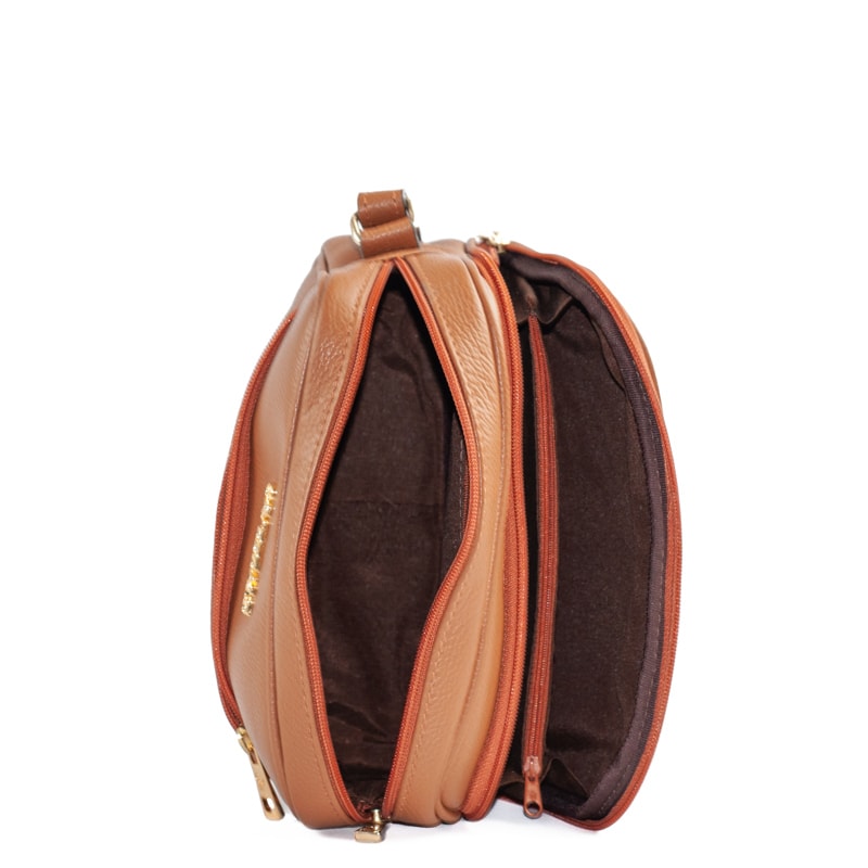 キャメロン Bolsa Tiracolo Média de Couro Soft Cavezzale Caramelo 105058