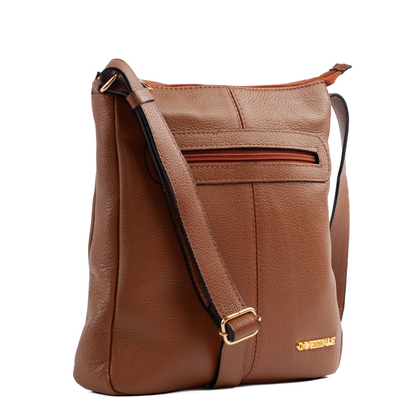 Bolsa Tiracolo Média de Couro Soft Cavezzale Caramelo 105060