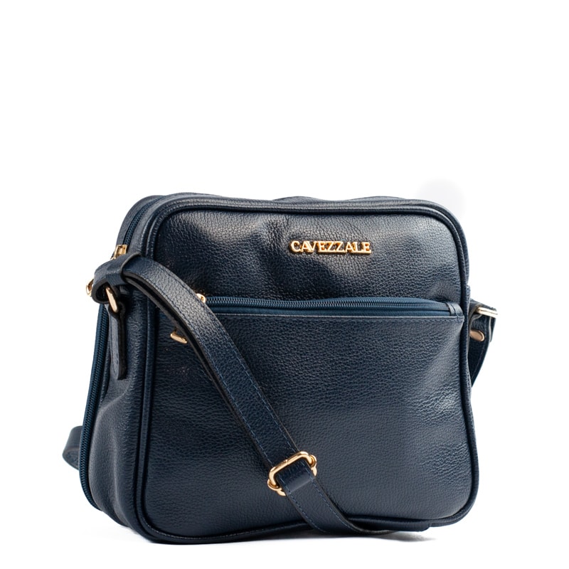 Bolsa Tiracolo Média de Couro Soft Cavezzale Marinho 105058