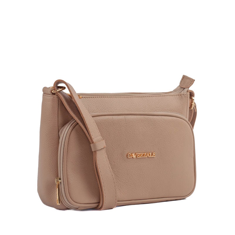 Bolsa Tiracolo Média de Couro Soft Cavezzale Nude 105057