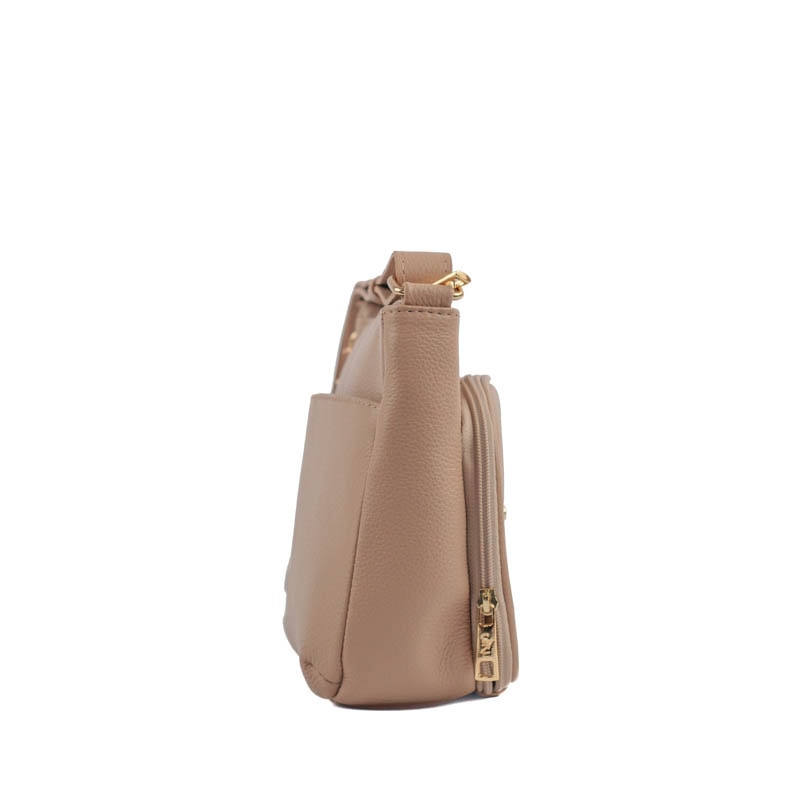 Bolsa Tiracolo Média de Couro Soft Cavezzale Nude 105057