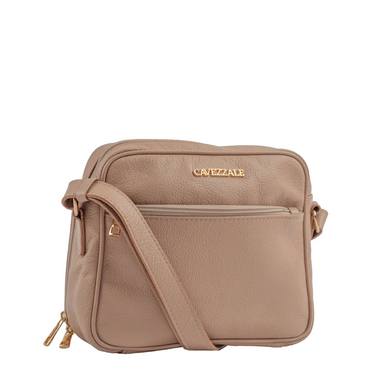 ルナ　0910 Bolsa Tiracolo Média de Couro Soft Cavezzale Nude 105058