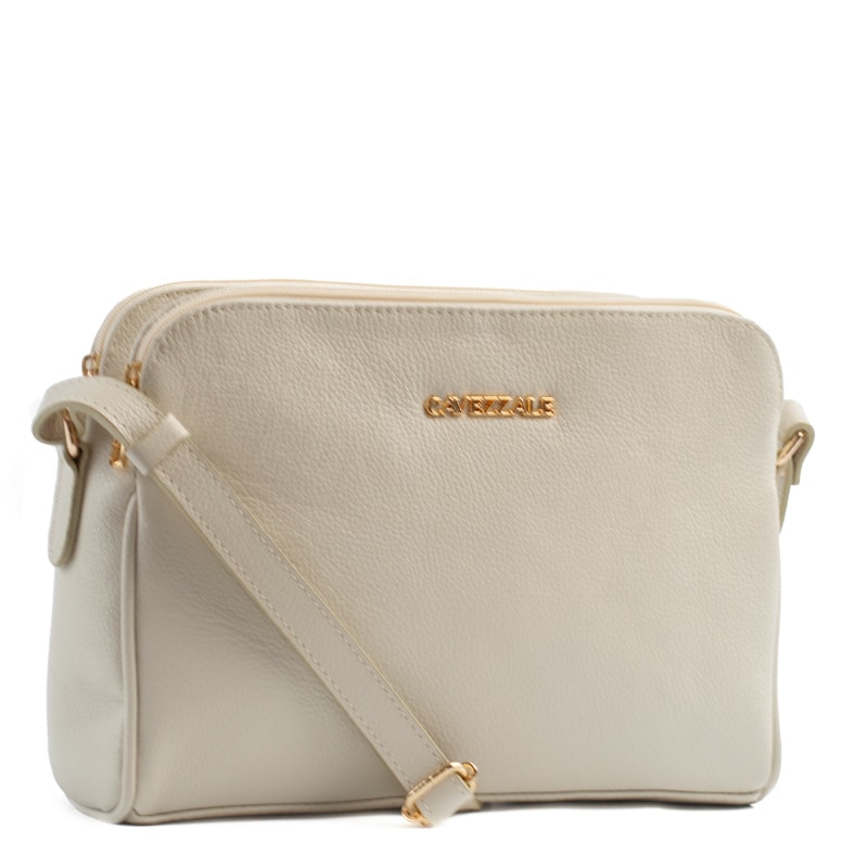 Bolsa Tiracolo Média de Couro Soft Cavezzale Off White 105059