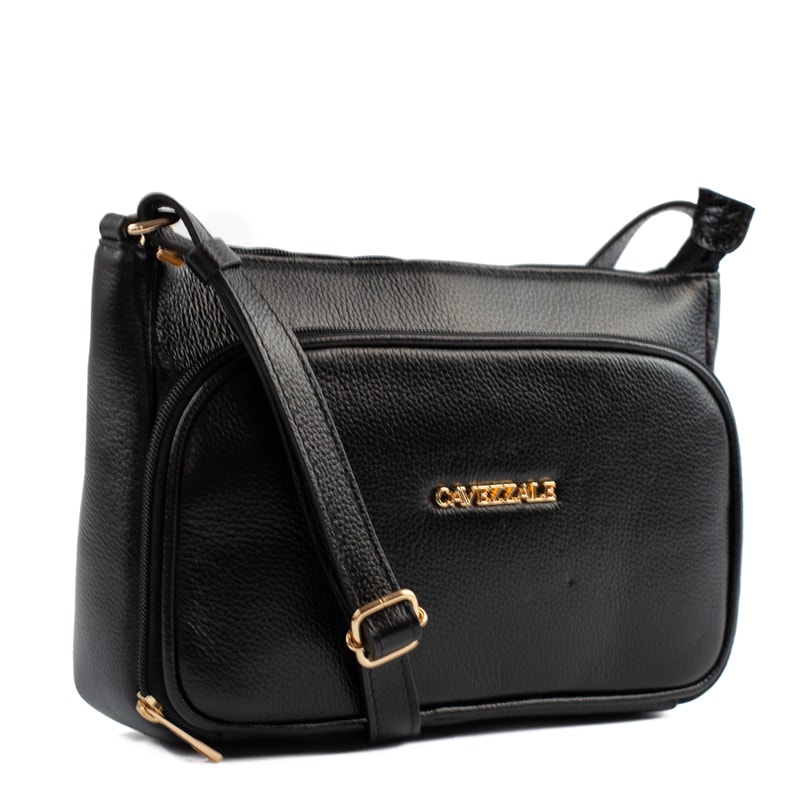 Bolsa Tiracolo Média de Couro Soft Cavezzale Preto 105057