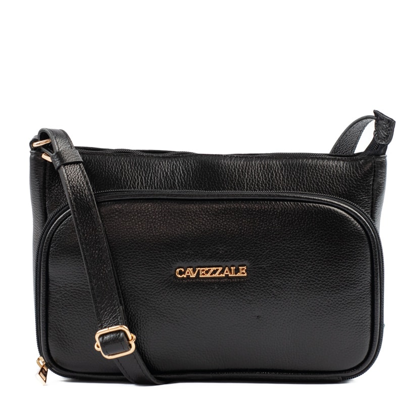 Bolsa Tiracolo Média de Couro Soft Cavezzale Preto 105057