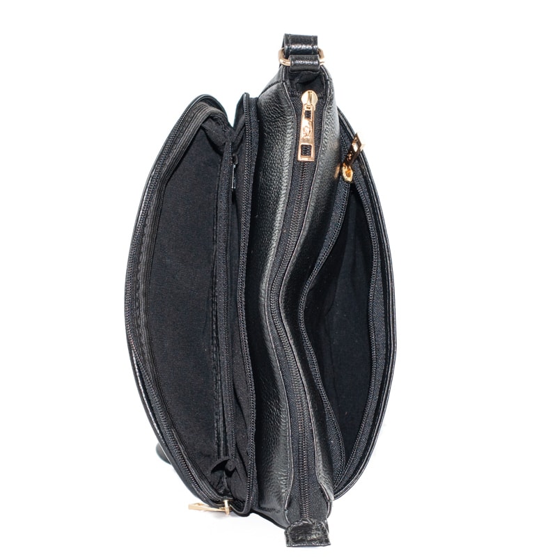 Bolsa Tiracolo Média de Couro Soft Cavezzale Preto 105057