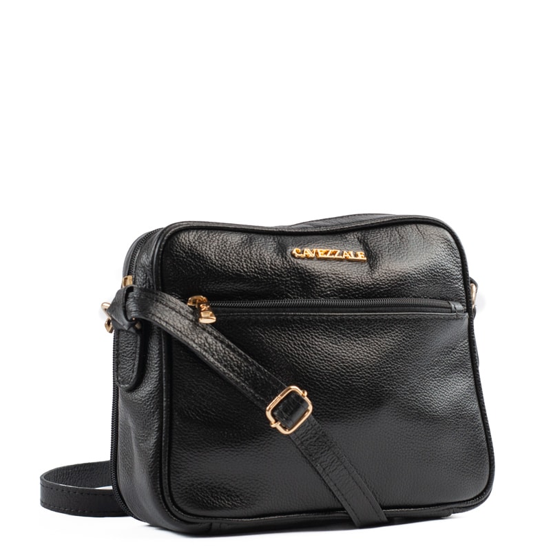 Bolsa Tiracolo Média de Couro Soft Cavezzale Preto 105058