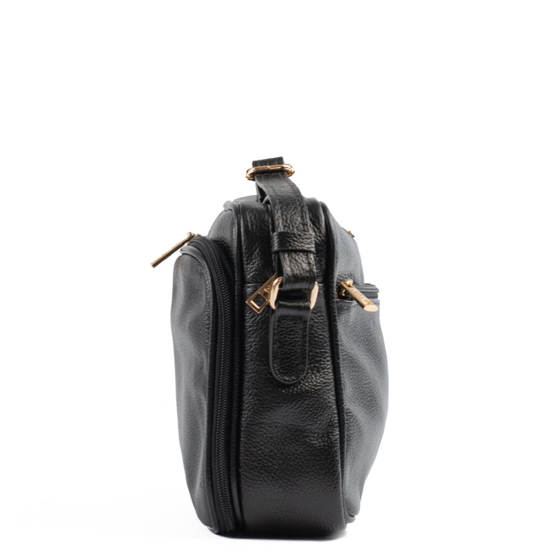 Bolsa Tiracolo Média de Couro Soft Cavezzale Preto 105058