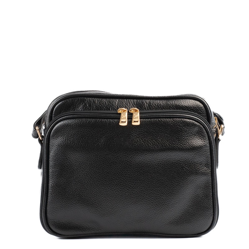 Bolsa Tiracolo Média de Couro Soft Cavezzale Preto 105058