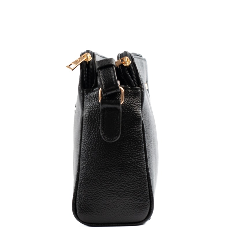 Bolsa Tiracolo Média de Couro Soft Cavezzale Preto 105059