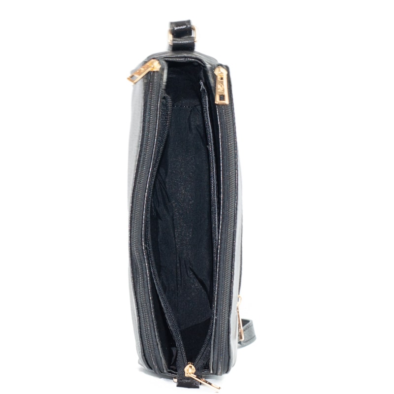 Bolsa Tiracolo Média de Couro Soft Cavezzale Preto 105059