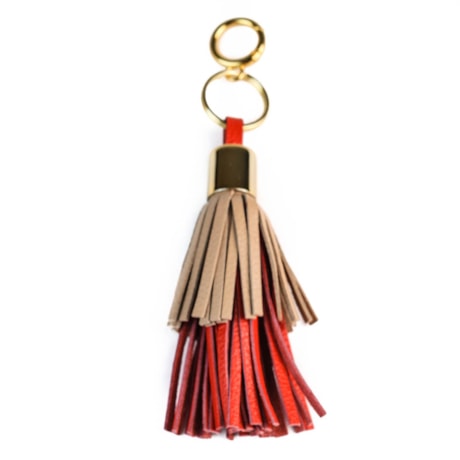 Chaveiro Couro Cavezzale Floter Bege/Scarlat 103342