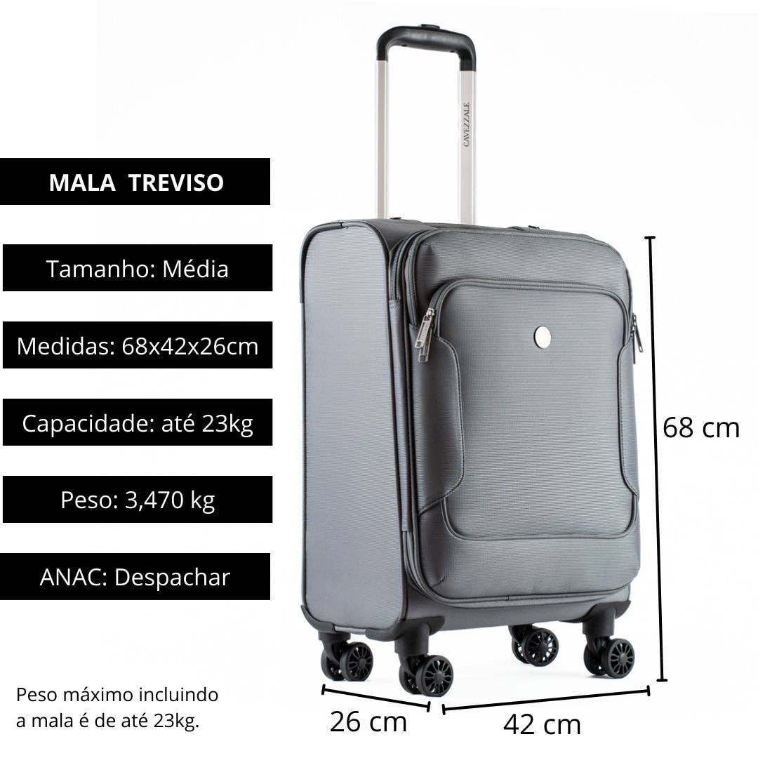 Mala de Viagem Média Cavezzale Treviso Cinza 104661