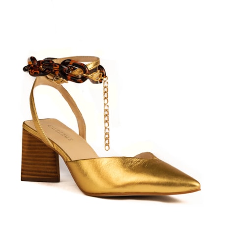 Mule Couro Cavezzale Metalizado Ouro 103331