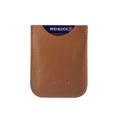 Porta Cartão de Couro Cavezzale Rfid Block Camel 103686