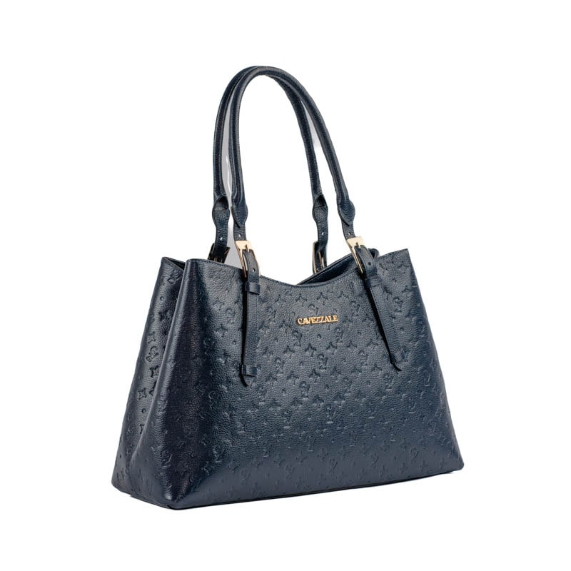 Tote Bag Grande de Couro Monograma Cavezzale Marinho 105145